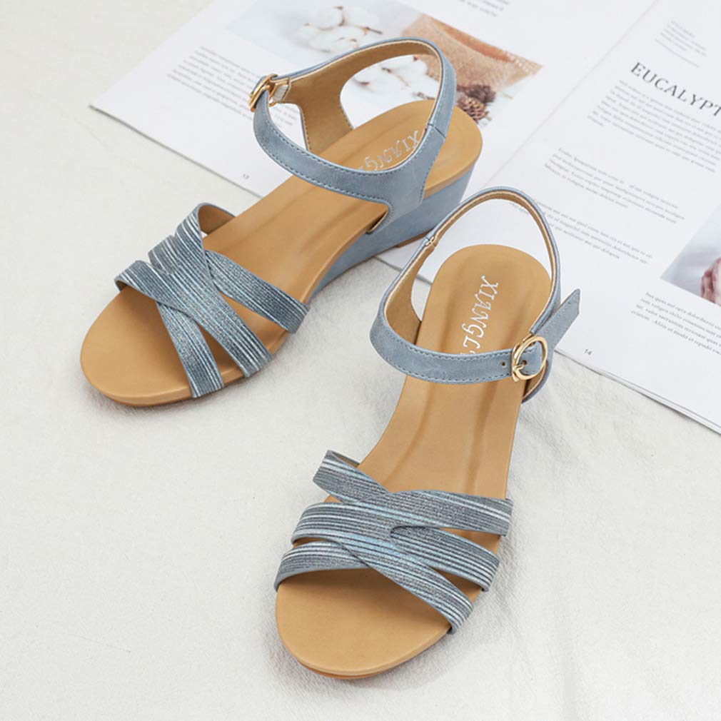 Catarry Women's Rhinestone Hollow Out Wedge Sandals - Bohemian Retro Roman Style Summer Dress Sandals for Beach, Wedding & Party