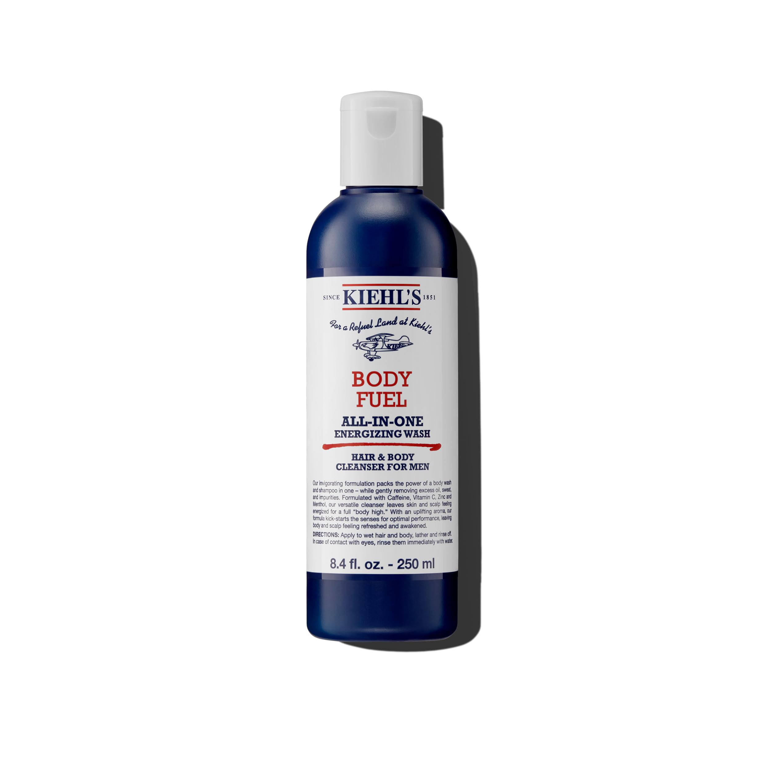 Kiehl's Body Fuel Wash - Energizing Body Wash & Shampoo for Men, 250ml | Refreshing Daily Shower Gel for Gym & Active Lifestyle