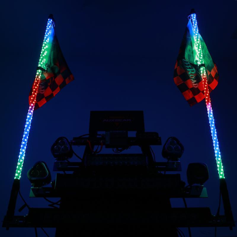 Best RGB LED Whip Lights & Flagpole Light Brackets Combo for Can Am Maverick X3 (2017-2021) - 3FT/4FT Off-Road Lighting Kit for Night Rides & Trail Adventures