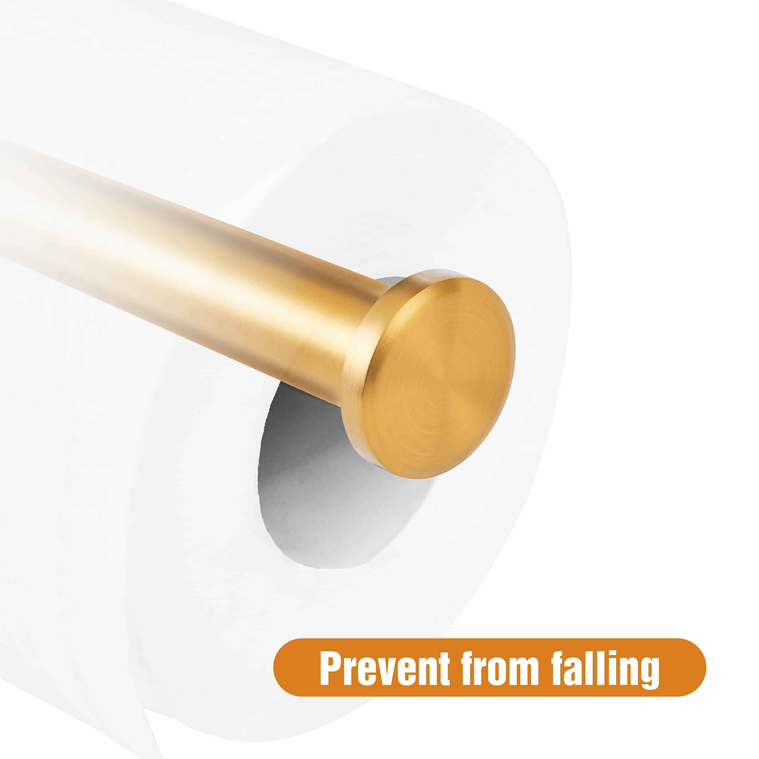 Stainless Steel Self-Adhesive Toilet Paper Holder - Gold Bathroom Wall Mount TP Roll Dispenser | Space-Saving & No Drill Installation for Small Bathrooms, RVs & Apartments