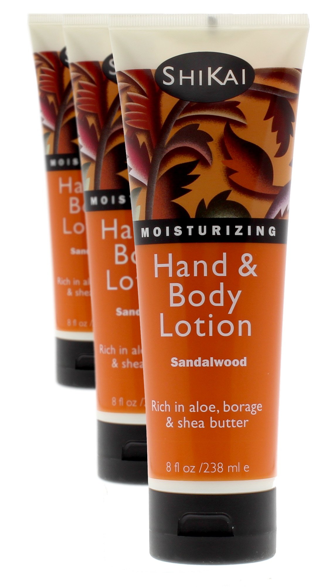 ShiKai Sandalwood Hand & Body Lotion (8oz, Pack of 3) - Hydrating Moisturizer for Dry, Cracked Skin with Aloe Vera & Vitamin E | Daily Skincare for Hands, Elbows & Feet | Perfect for Winter Care & Post-Workout Hydration