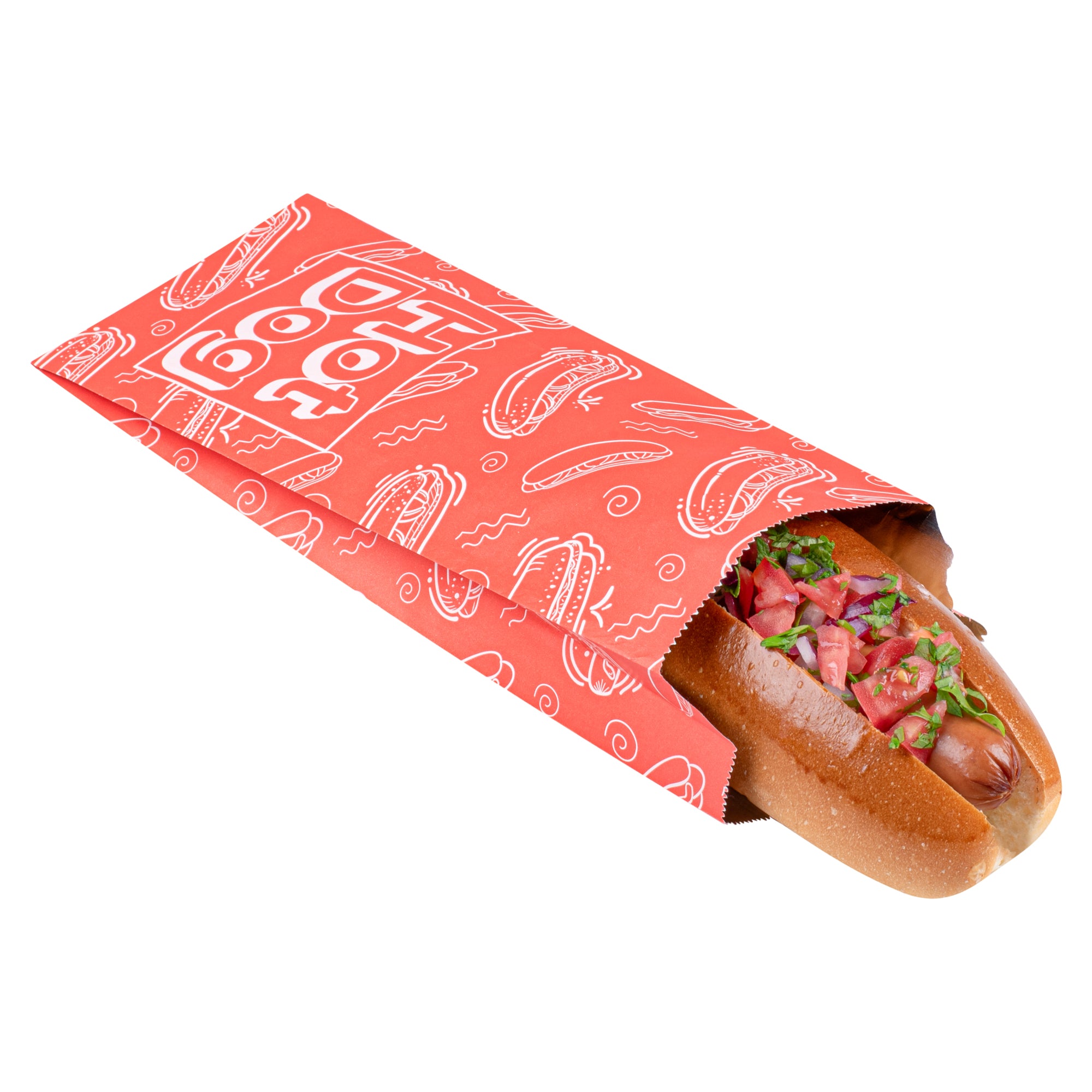 Premium Red Printed Hot Dog Foil Bags - 4.5