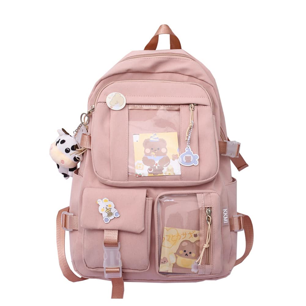 Cute Aesthetic Backpack for School - Kawaii Backpack with Pins & Accessories, Large Capacity Rucksack for Teens & College Students | Perfect for School, Travel & Daily Use