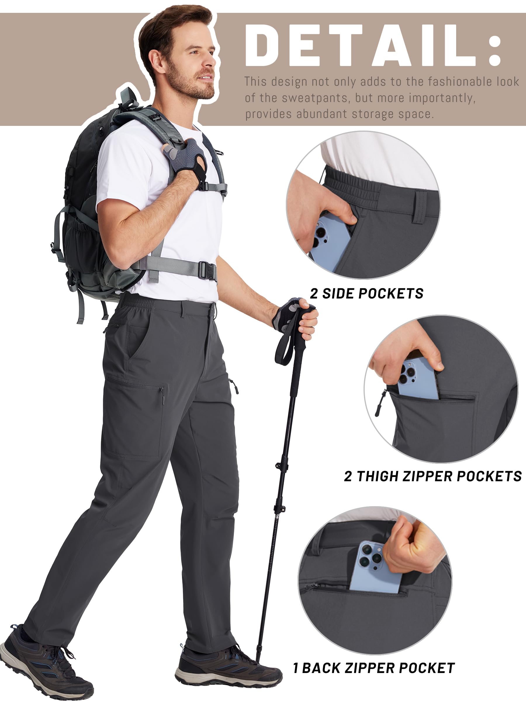 TACVASEN Men's Hiking Pants - Lightweight Quick Dry Tactical Work Pants with 6 Pockets, Water Resistant Ripstop Outdoor Trekking Pants for Camping, Hiking & Adventure Travel