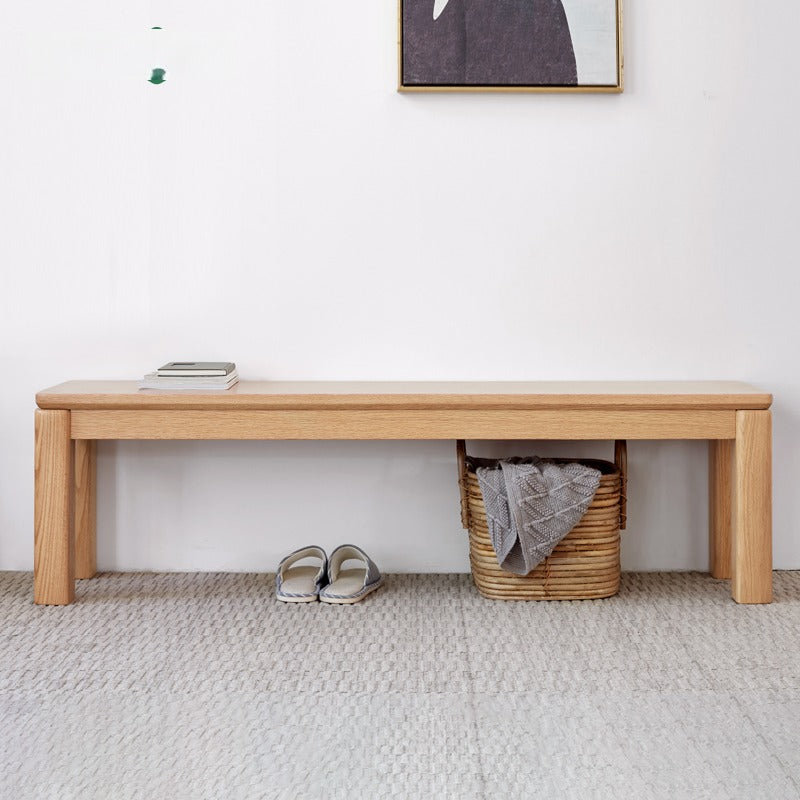 Solid Oak Wood Long Nordic Modern Bench for Living Room, Entryway, or Bedroom - Durable & Stylish Seating Furniture for Home Decor