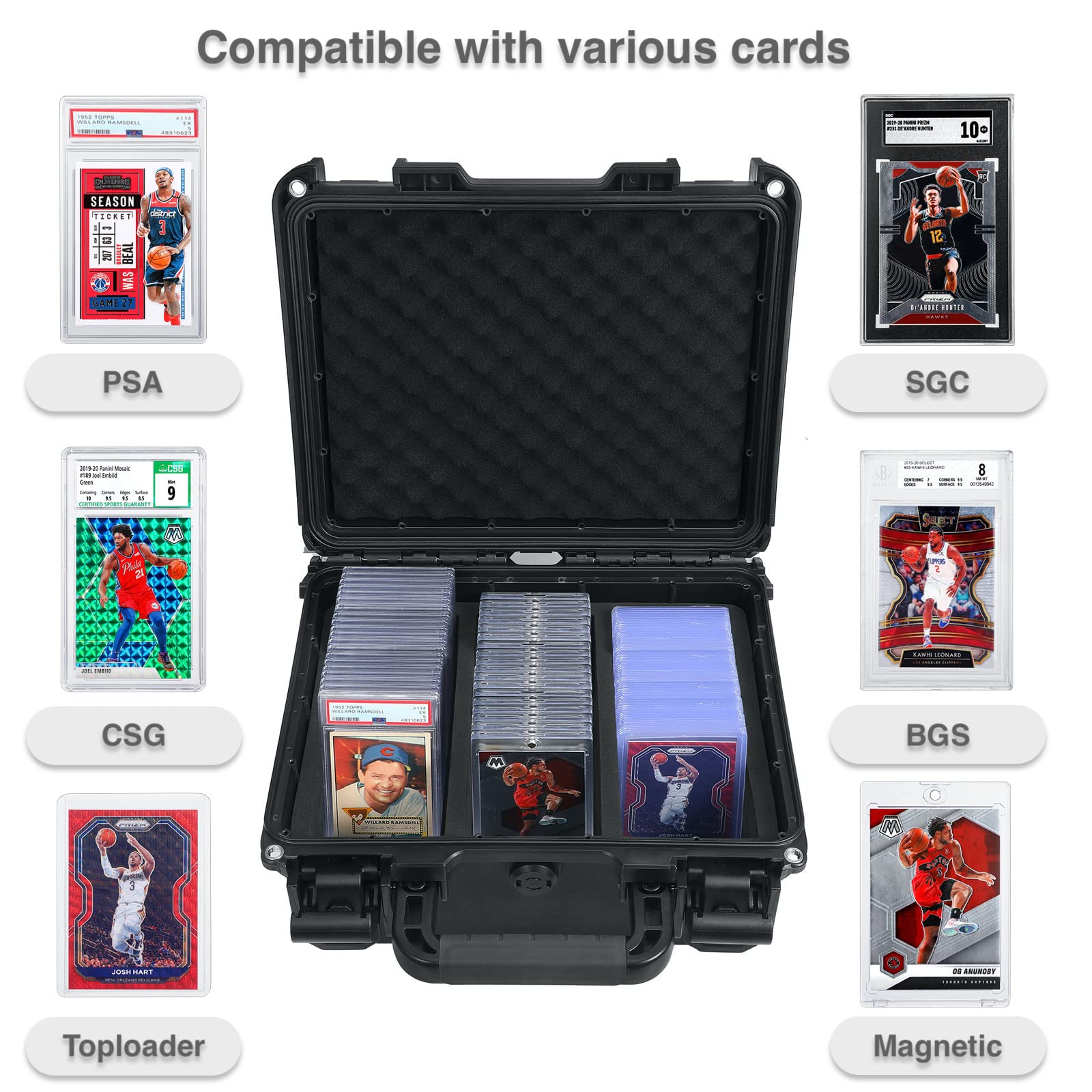 Waterproof Graded Card Storage Box - Holds 102 Card Slabs, Compatible with PSA, CSG, BGS, CGC & SGC - Sports Trading Card Case for Magnetic Holders & Top Loaders - Perfect for Collectors, Display & Protection