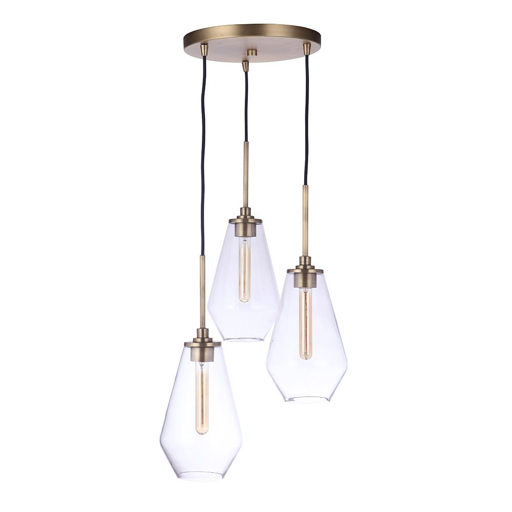 Nimbus 3 Brass Pendant Light - Modern Hanging Fixture for Dining Room, Kitchen Island & Bedroom Lighting