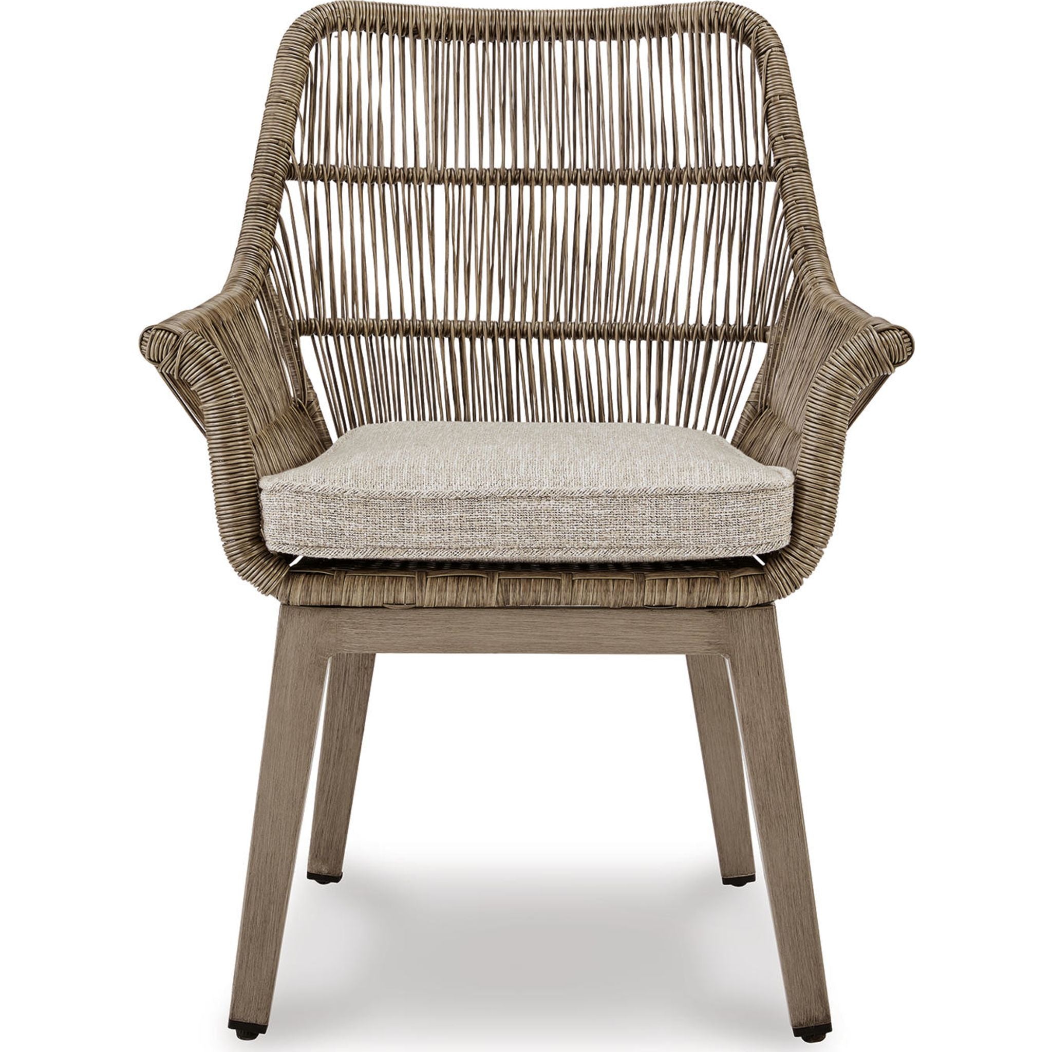Premium Outdoor Arm Chairs with Cushions (Set of 2) - Water-Resistant Beige Patio Furniture for Beachfront, Poolside, or Garden Relaxation