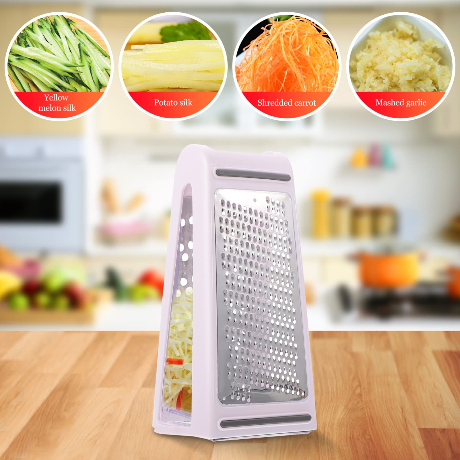 Premium Stainless Steel Cheese Grater & Vegetable Slicer - Multi-Purpose Kitchen Gadget for Shredding Cheese, Carrots, Potatoes & Ginger - Ideal for Home Cooking, Meal Prep & Salad Making