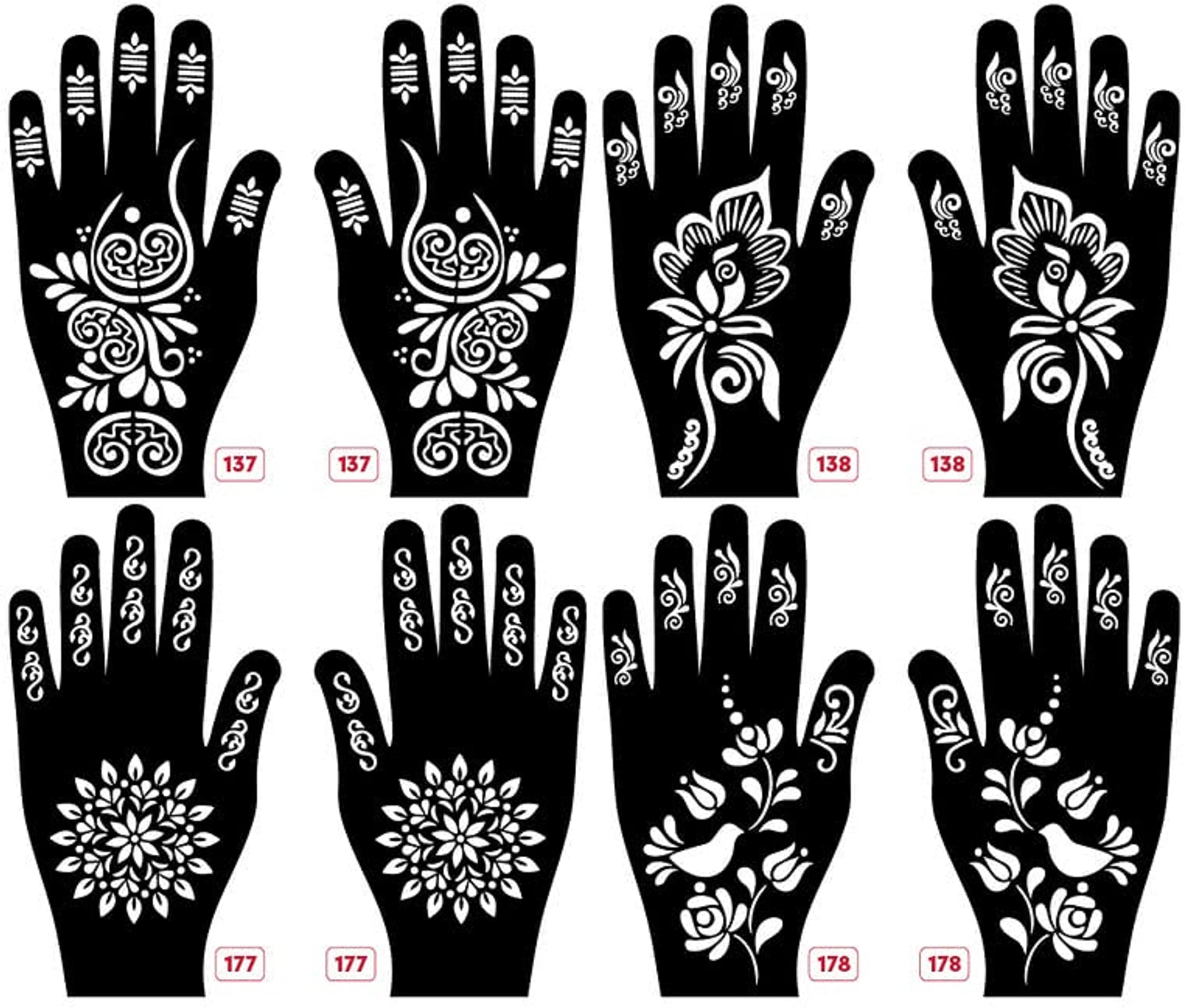 KICKWIX Henna Mehndi Tattoo Stencils Kit - Easy DIY Temporary Body Art Stickers for Women, Girls & Kids (DS1329) - Perfect for Parties, Weddings & Festivals