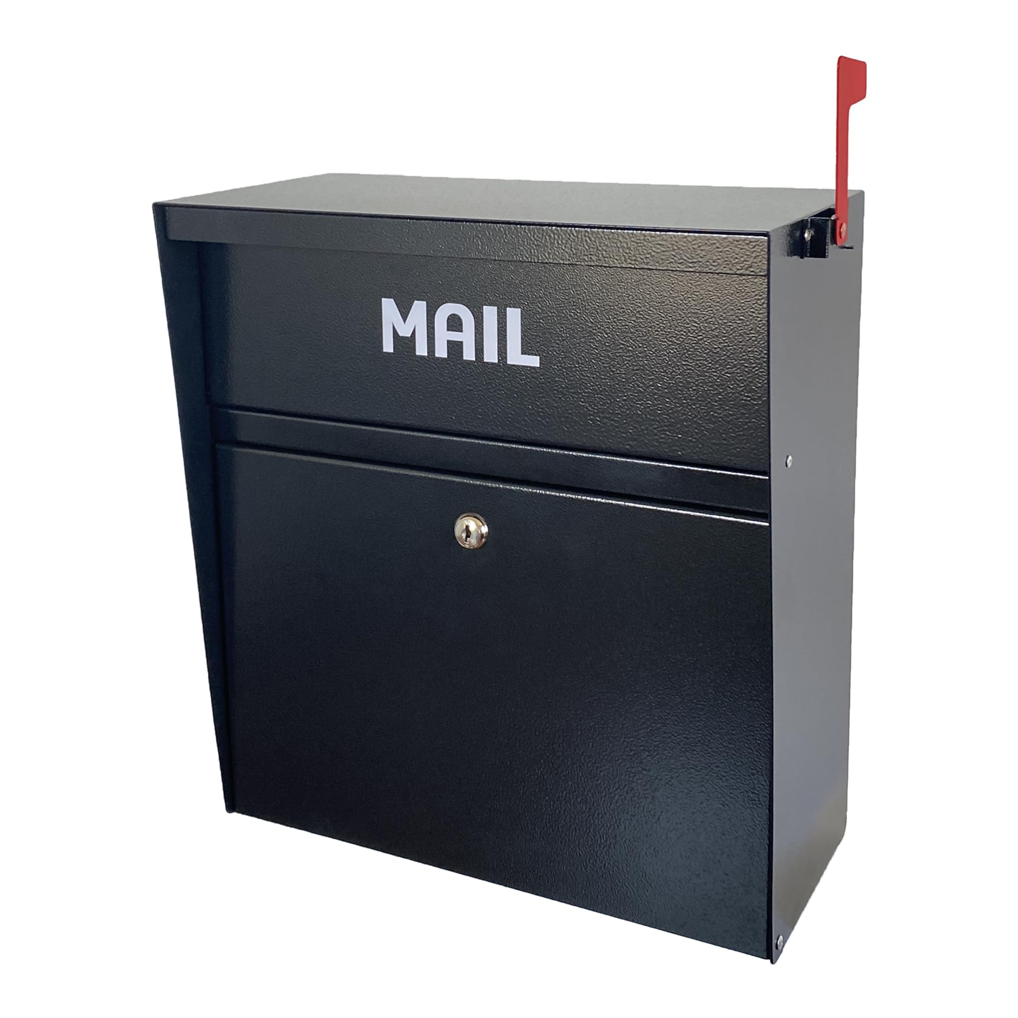 **Weatherproof Wall Mount Mailbox with Lock & Outgoing Mail Flag - Heavy Duty Galvanized Steel Security Drop Box for Home, Office & Business - Secure Payment Collection Box - Black - Perfect for Apartments, Stores & High-Traffic Areas**