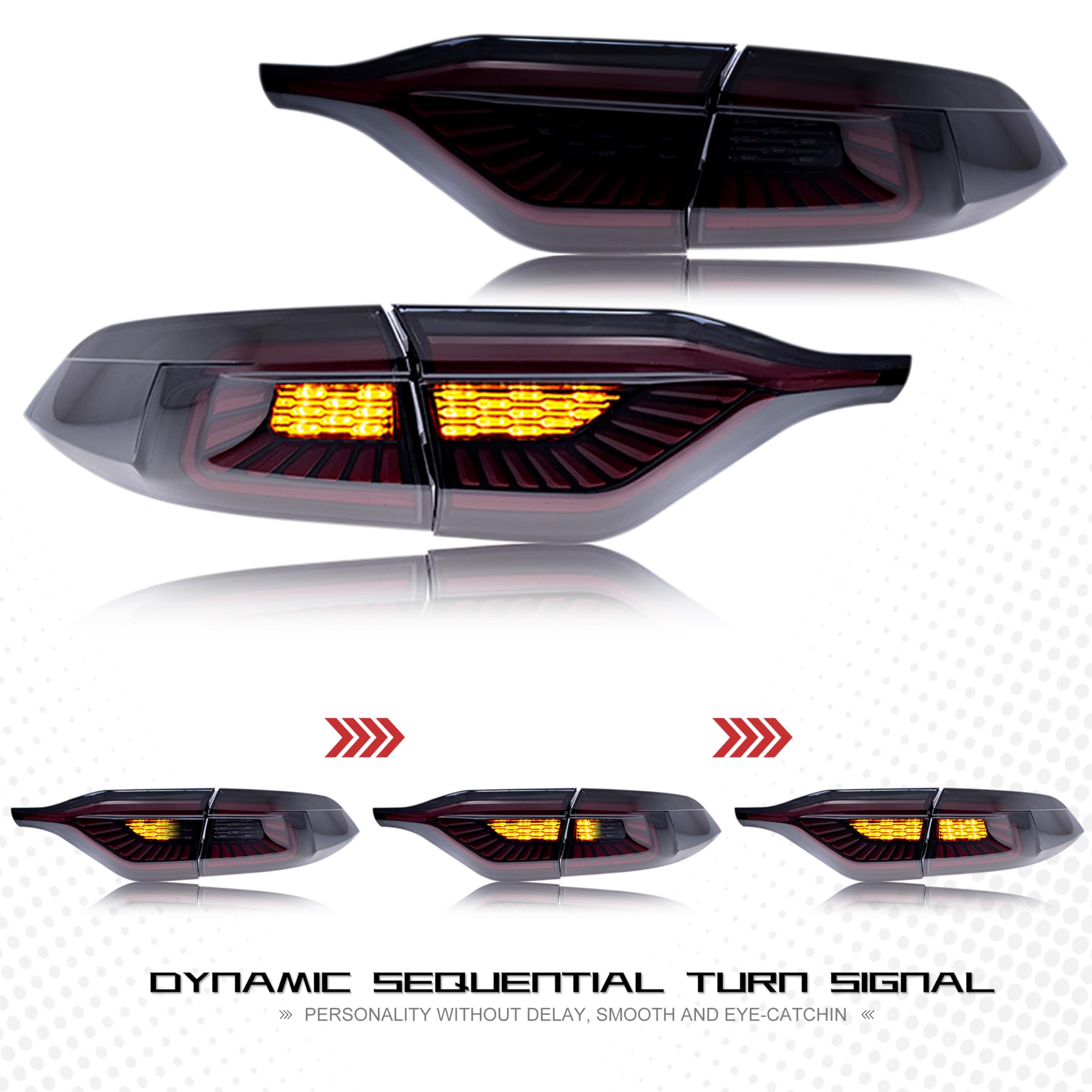 2020-2023 Toyota Corolla LED Tail Lights - 4PCS Sequential Turn Signal Tailgate Light with DRL & Startup Animation | Rear Lamp Assembly Upgrade for Enhanced Style & Safety