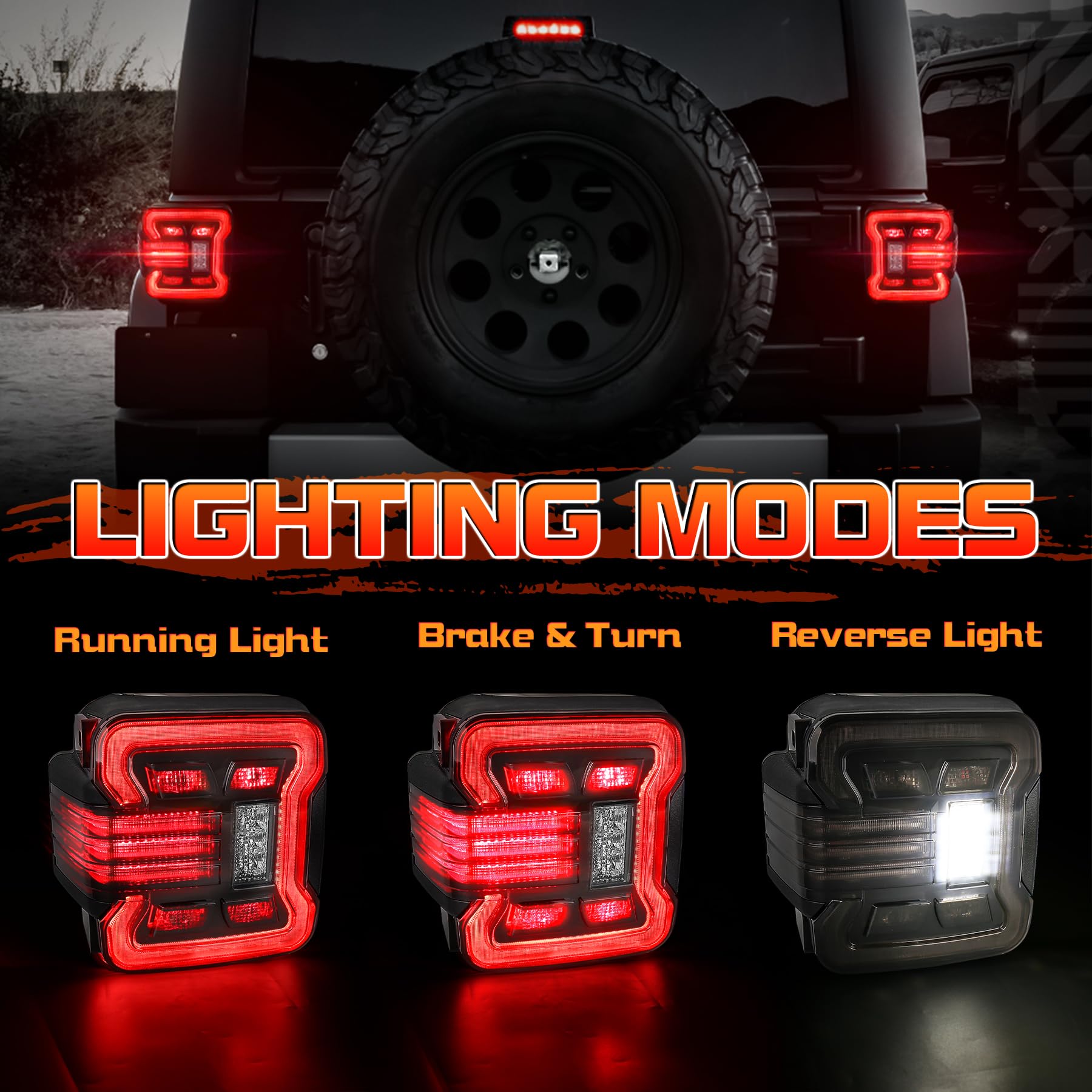 Smoke Lens LED Tail Lights for 2007-2018 Jeep Wrangler JK JKU - Sport Sahara Rubicon Unlimited - Brake/Turn Signal/Reverse Lights - 2PC Set - Upgrade Your Off-Road Adventure & Night Driving Safety