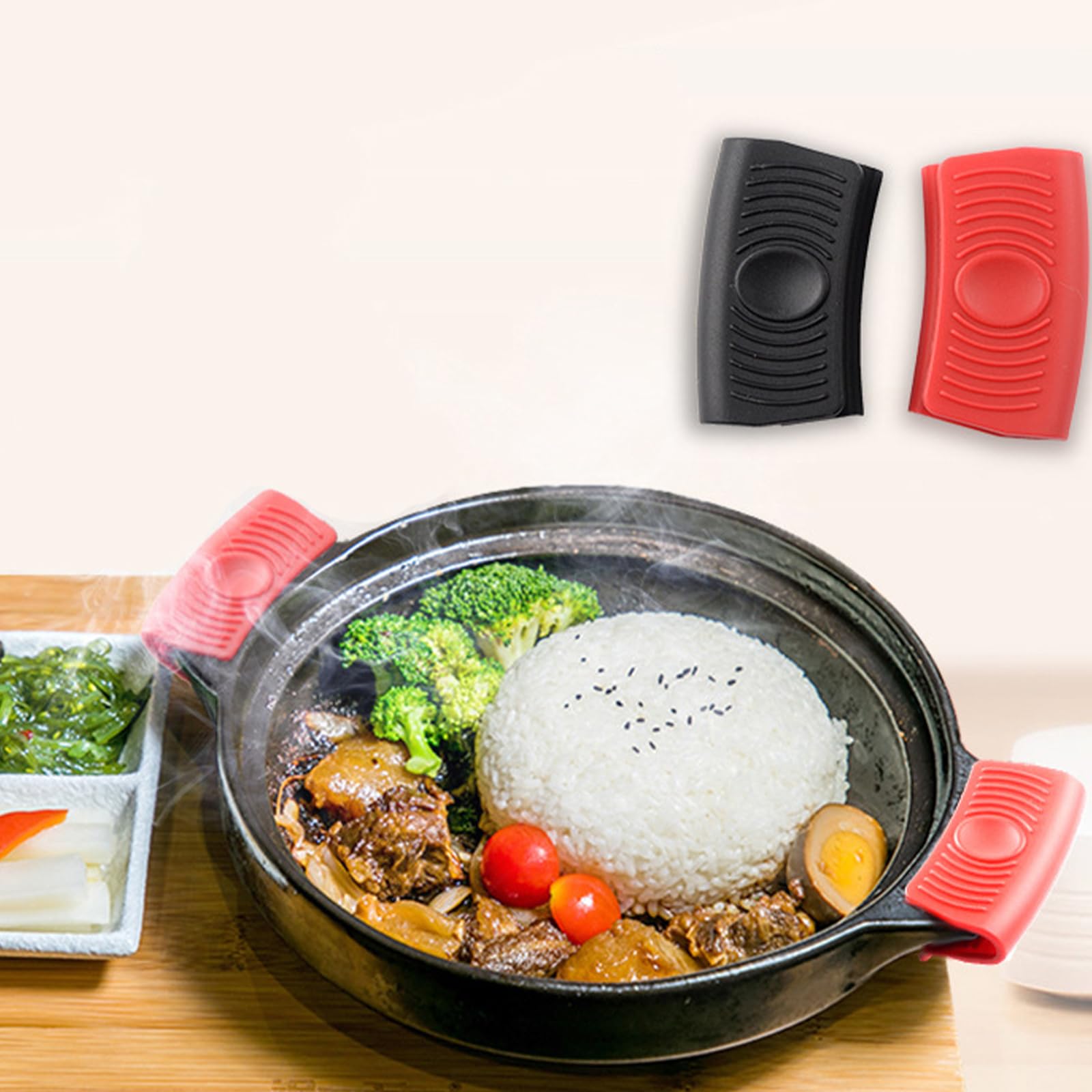 2Pcs Heat Resistant Silicone Handle Grips - Non-Slip Cast Iron Pan Handle Covers for Skillets & Cookware - Black Kitchen Pot Holders for Safe Cooking & Baking (Perfect for Grilling, Stovetop & Oven Use)