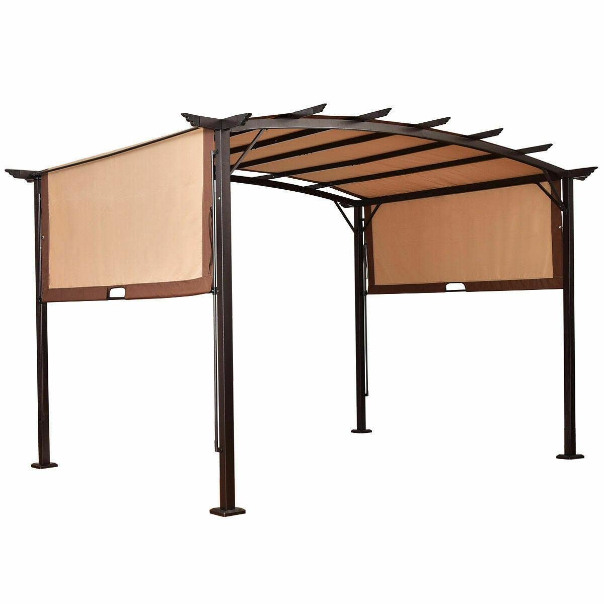 12' x 9' Metal Pergola Kit with Canopy Cover - Freestanding Gazebo Shelter for Patio, Backyard, Beach & Outdoor Sun Shade - Durable Weather-Resistant Aluminum Frame for Garden, Poolside & BBQ Area