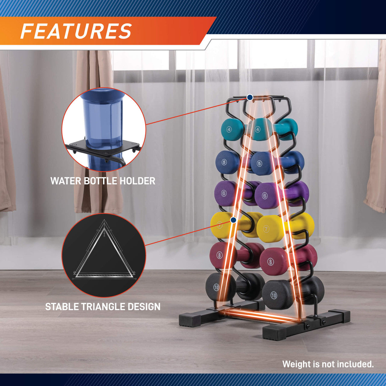Marcy 6-Tier Dumbbell Storage Rack DBR 8352 - Heavy Duty Weight Rack Organizer for Home Gym, Garage & Fitness Studio - Perfect for Dumbbells, Kettlebells & Weight Plates Storage