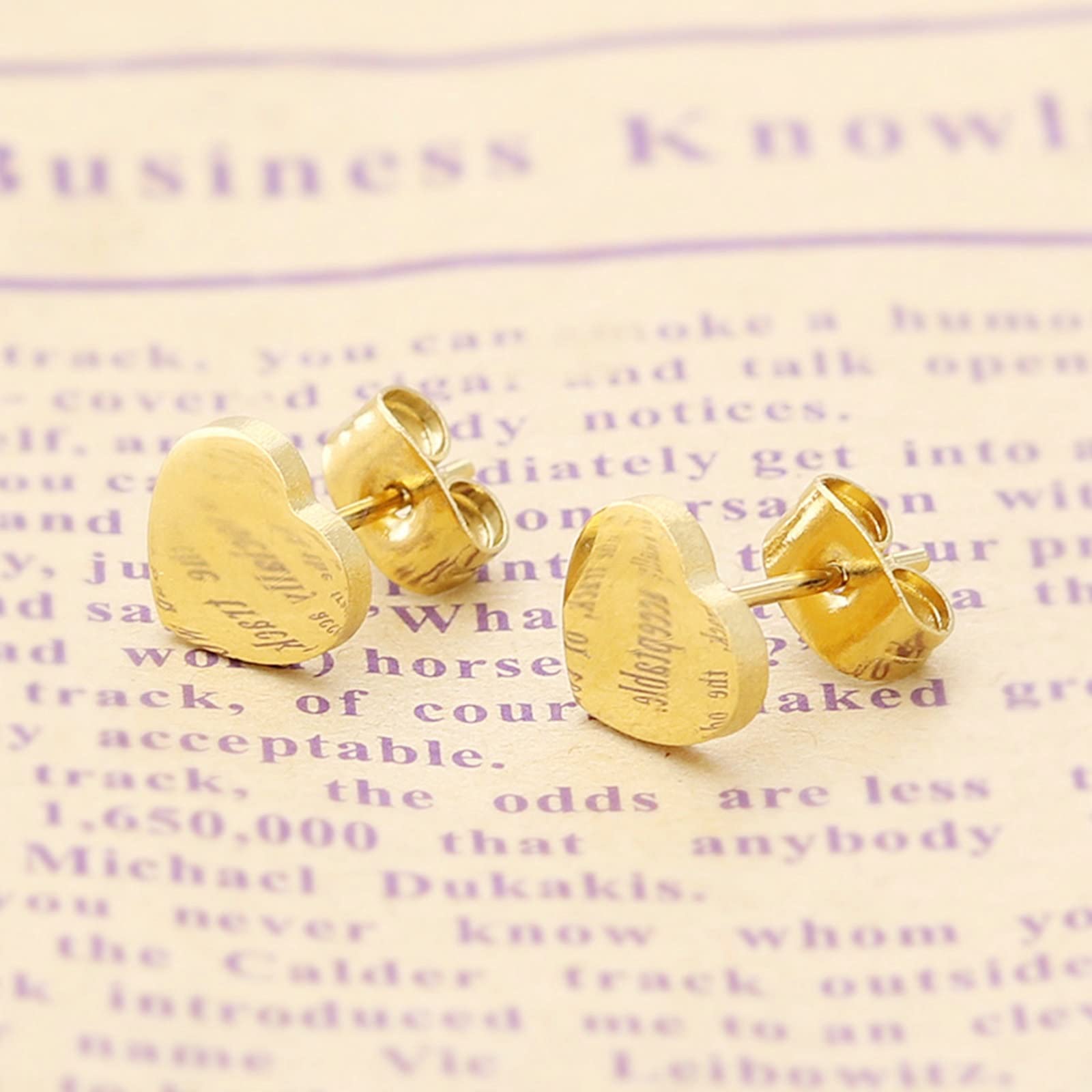 Titanium Stud Earrings for Women - Silver, Black & Gold Heart Studs (3 Pairs, 6/8mm) | Hypoallergenic, Lightweight Jewelry for Everyday Wear & Special Occasions