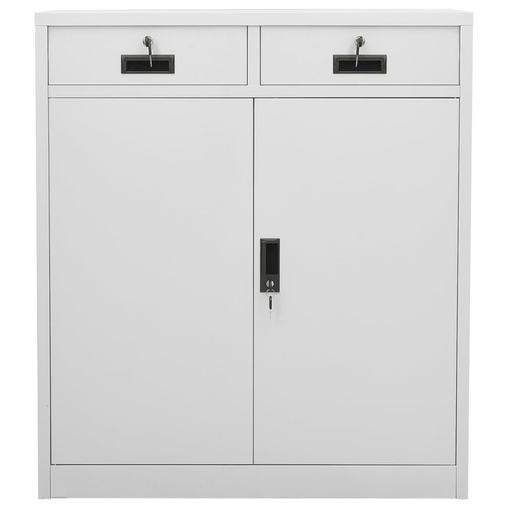Industrial Steel Office Cabinet with Lockable Drawers & Adjustable Shelves - Light Gray Storage Cabinet 35.4