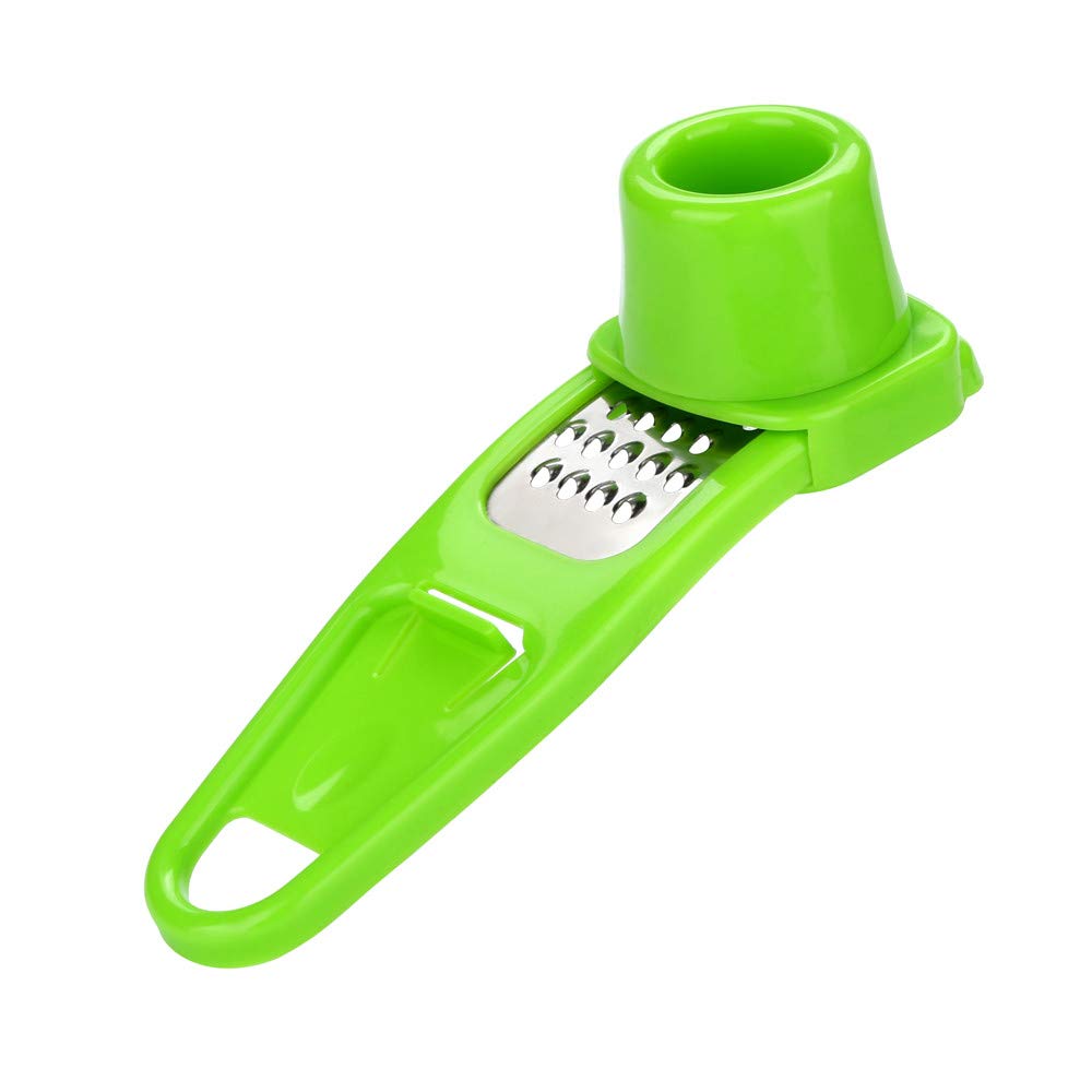 Stainless Steel Garlic Press & Shredder - Green for Kitchen & Bar Use