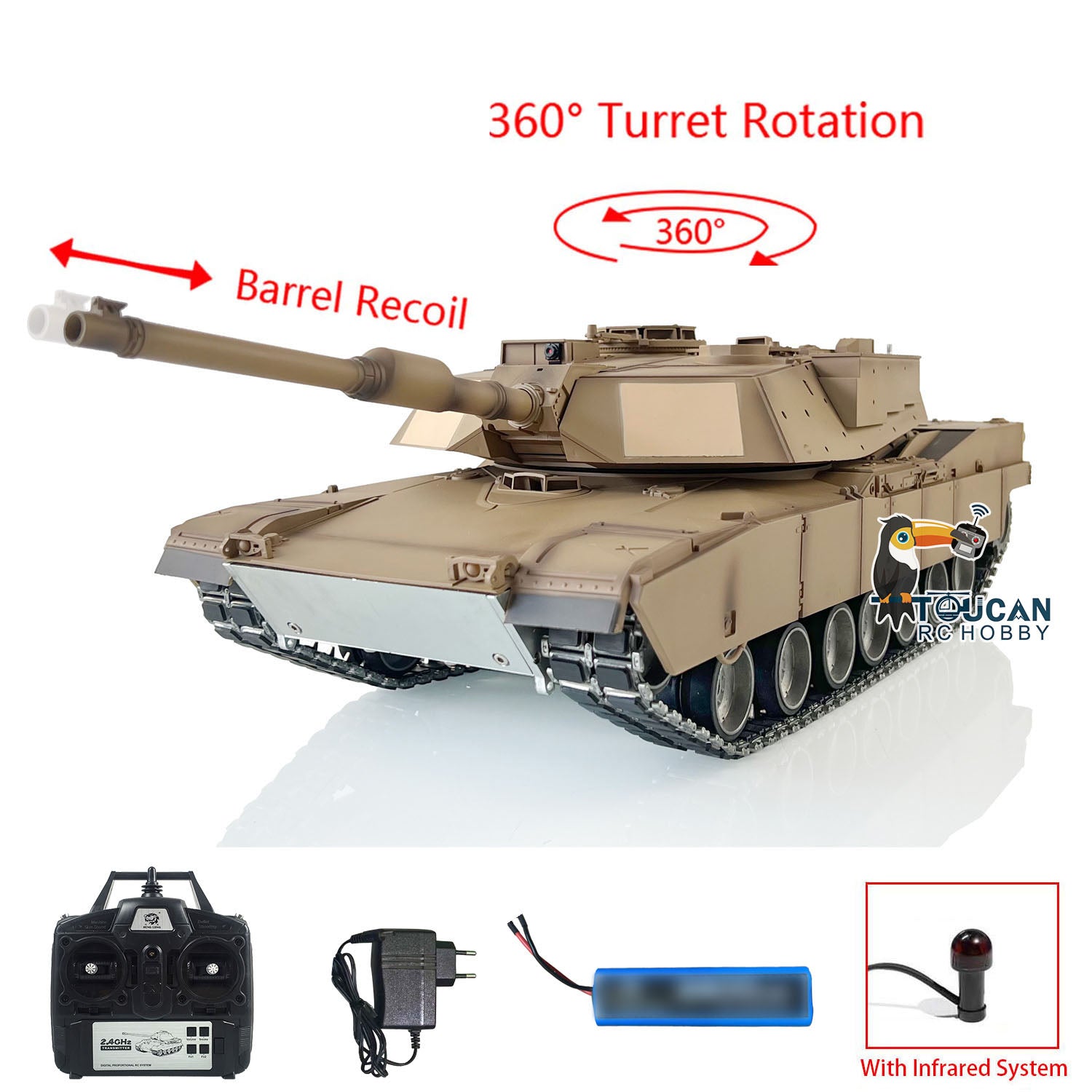 HengLong 1/16 Scale M1A3 Abrams RC Tank - Factory Original Refitted Painted Ready-to-Run (RTR) with Metal Chassis & Plastic Upper Hull - Hobby Model 3918 | Perfect for Military Enthusiasts, Collectors & RC Tank Battles