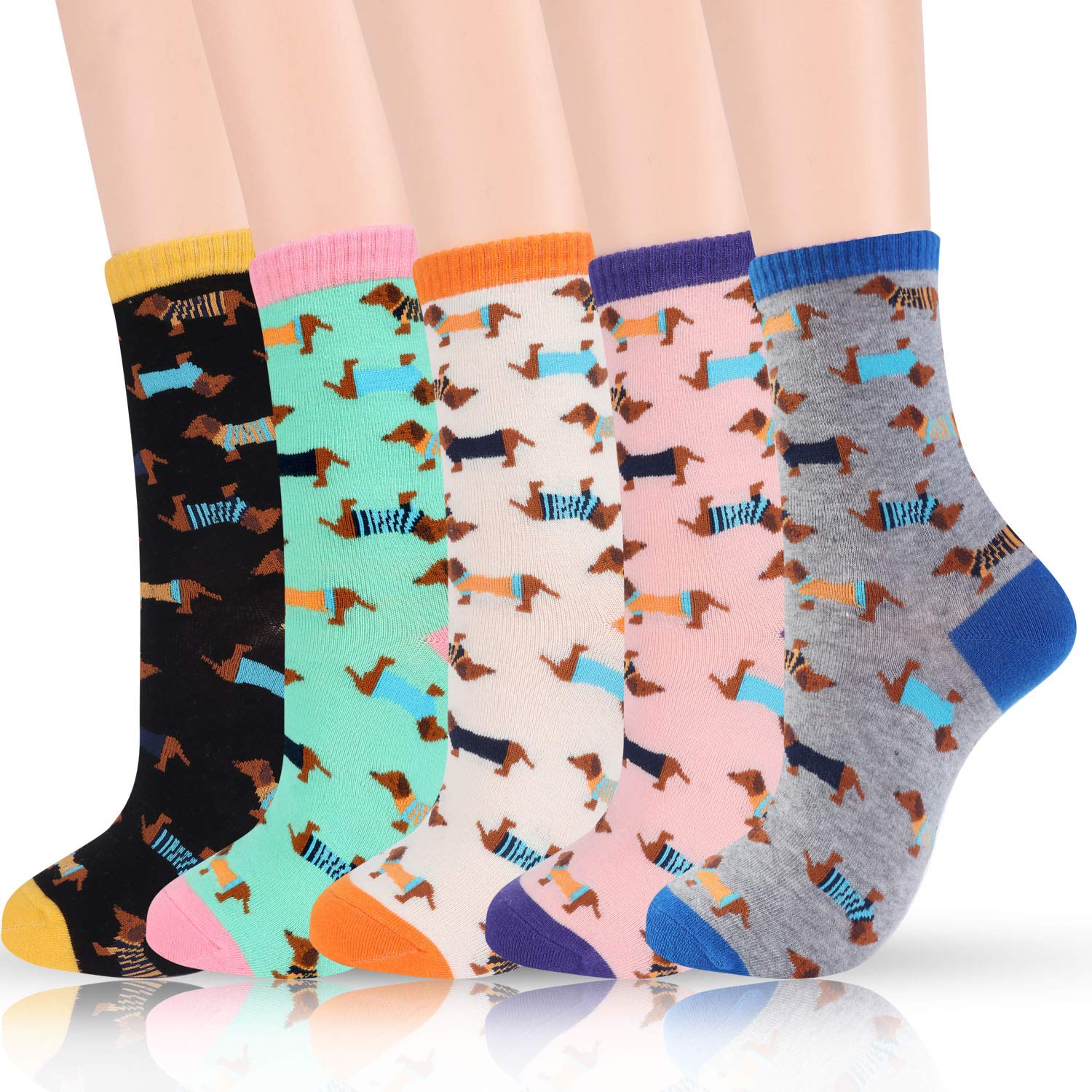 Moyel Women's Funny Cute Socks - 5 Pairs Pack | Novelty Gift Socks for Her | Perfect for Christmas, Birthday Gifts & Everyday Wear