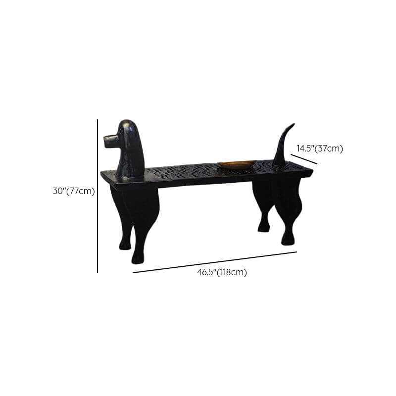 Midnight Black Minimalist Wooden Shoe Bench with Armrest - Perfect for Entryway, Hallway & Bedroom Organization