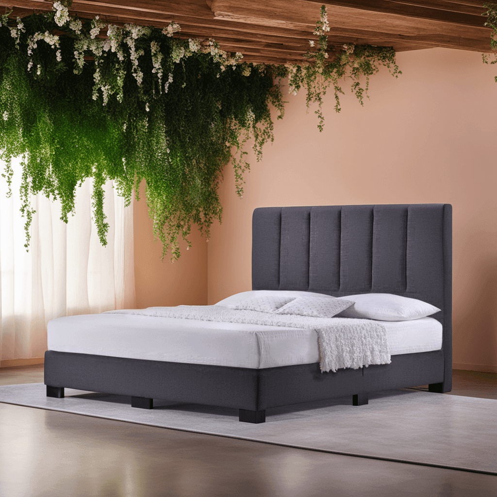 Hanks Grey Fabric Bed Frame - Water Repellent Queen Size Platform Bed with Wooden Slats - Perfect for Modern Bedrooms & Guest Rooms