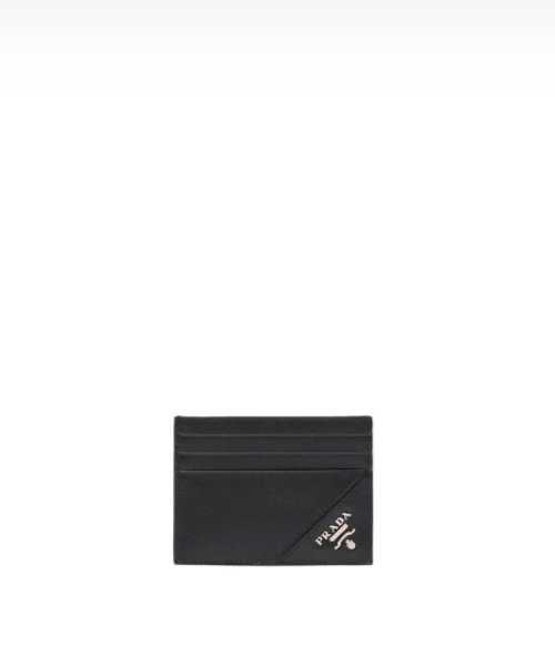 Prada Genuine Leather Card Holder - Slim RFID Blocking Wallet for Men & Women - Perfect for Credit Cards, IDs & Cash - Stylish & Durable Black Leather Accessory for Everyday Use & Travel