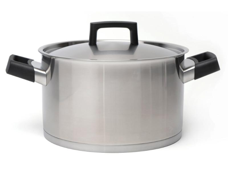 BergHOFF Ron 10 18/10 Stainless Steel Covered Stockpot 6.8Qt (6.4L) with Black Handles - Durable Cooking Pot for Soups, Stews & Pasta - Perfect for Home Kitchen & Professional Use