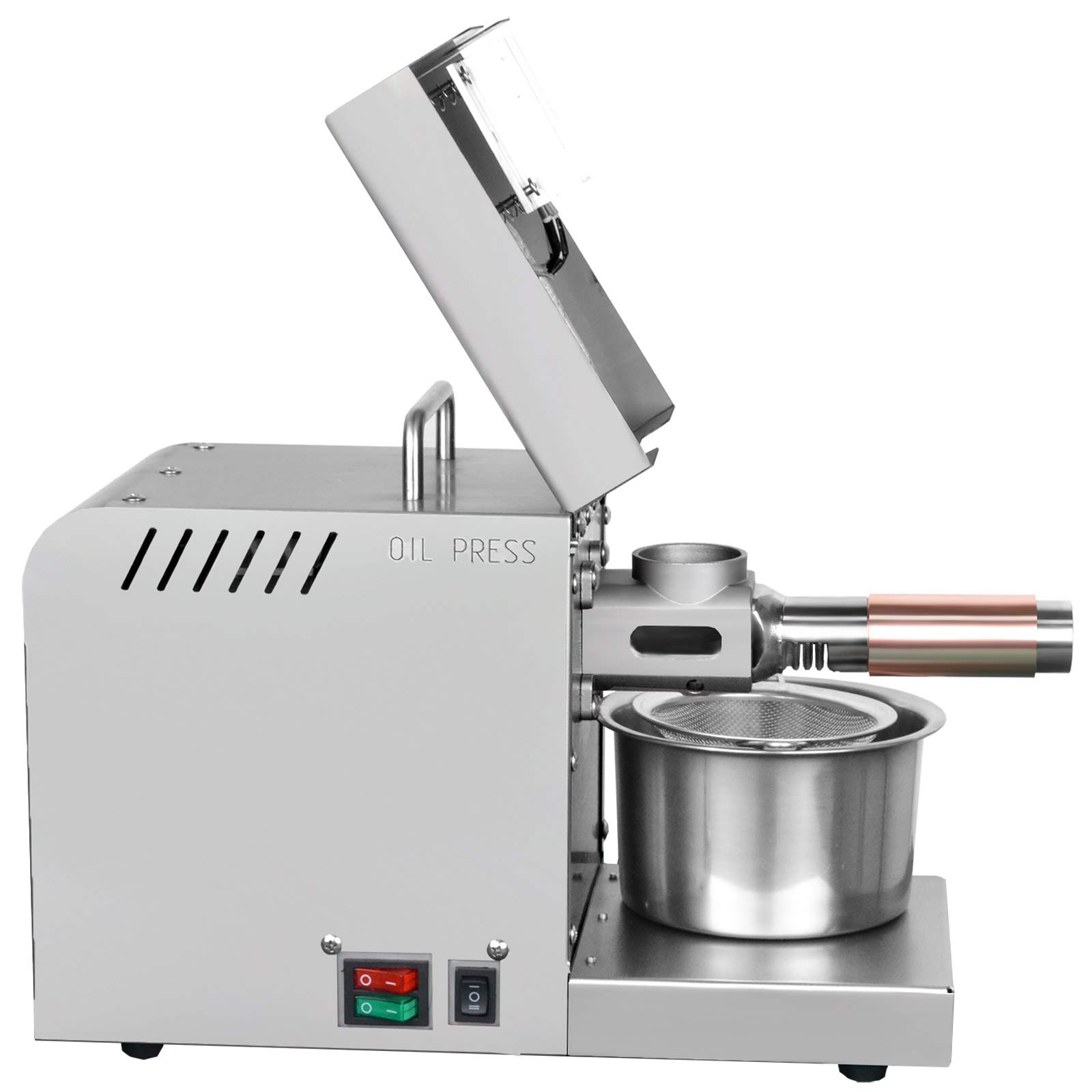 Stainless Steel Automatic Oil Press Machine 110V 600W - Electric Cold & Hot Oil Extractor for Peanut, Sunflower, Walnut, Olive, Flax Seeds - Perfect for Home Kitchen & Healthy Cooking