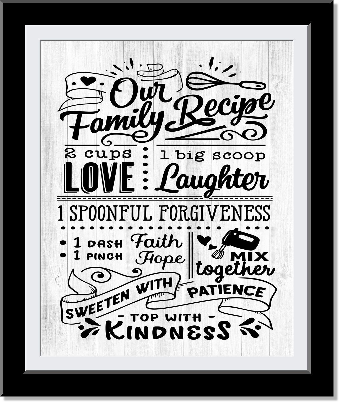 Happy Signs for Home Decor | Family Recipe Kitchen Wall Art, Cute Typography Fun Character Kitchen Decor | 8x10 Unframed Prints | Perfect for Farmhouse, Apartment & Gift Giving