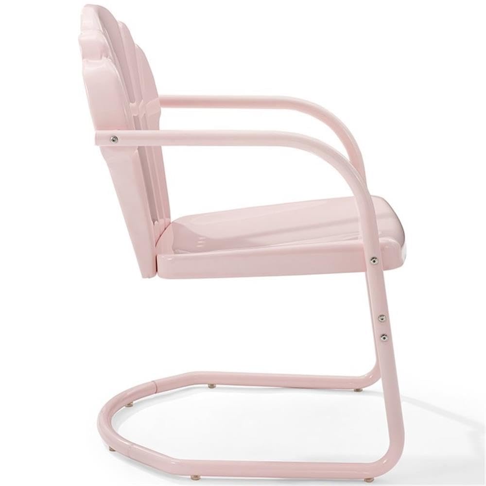 Pastel Pink Gloss Steel Outdoor Chairs (Set of 2) - Weather-Resistant Metal Patio Furniture for Garden, Poolside & Backyard Relaxation