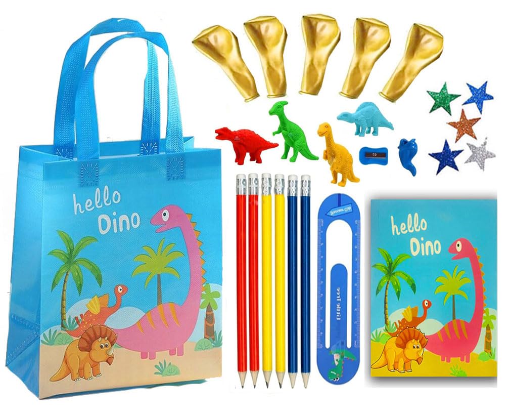 SHUDAUSHI® Dinosaur School Supplies Set - 3D Large Capacity Pencil Case with Notebook, Erasers, Rulers & More - Perfect for Kids Birthday Party Favors, Classroom Rewards & Back to School Gifts (Dinosaur Theme Style 1)