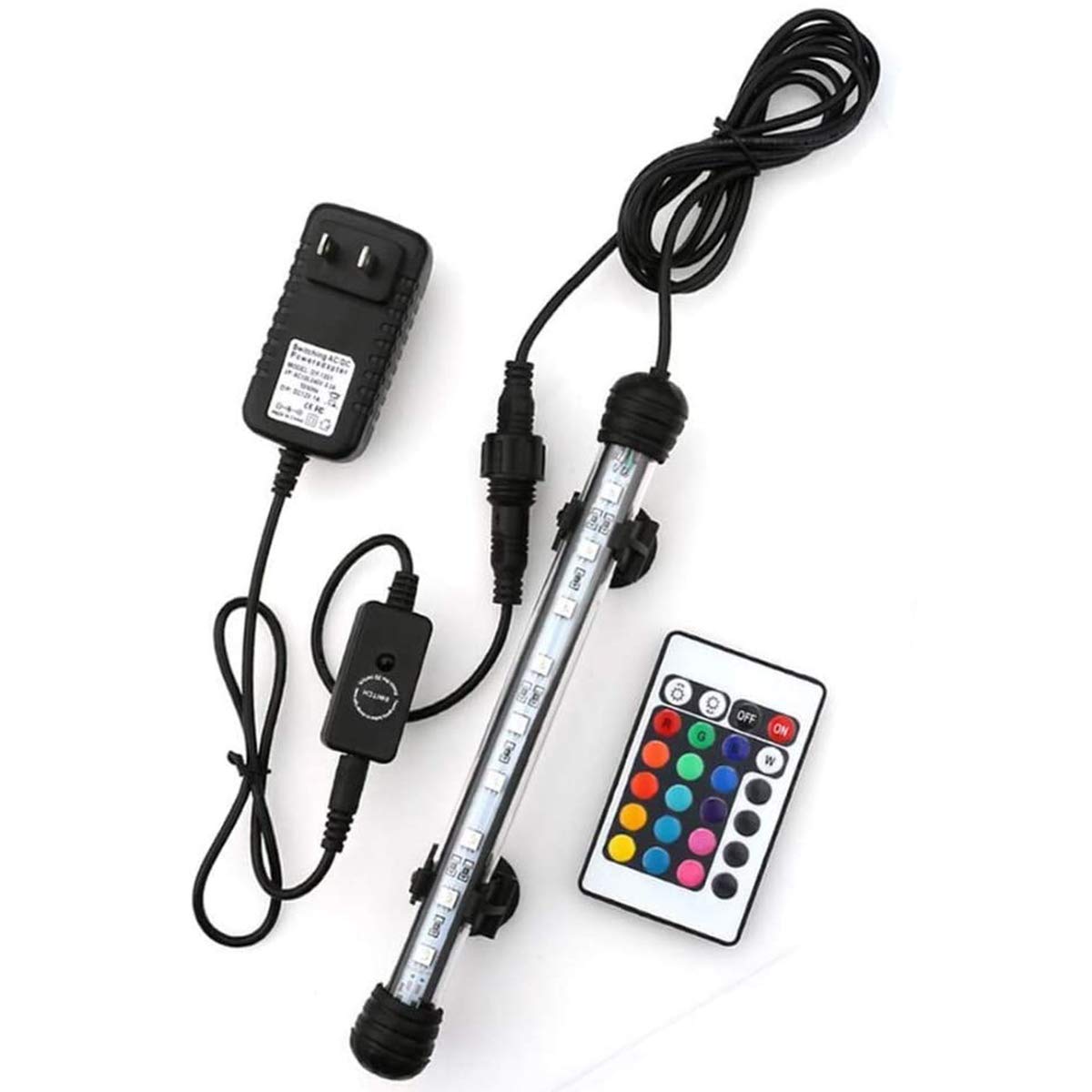 MQUPIN Submersible LED Aquarium Light with Remote Control - IP68 Waterproof Fish Tank Lighting, 16 Color Changing RGB LED for Freshwater & Saltwater Tanks - Perfect for Home, Office Aquarium Decoration