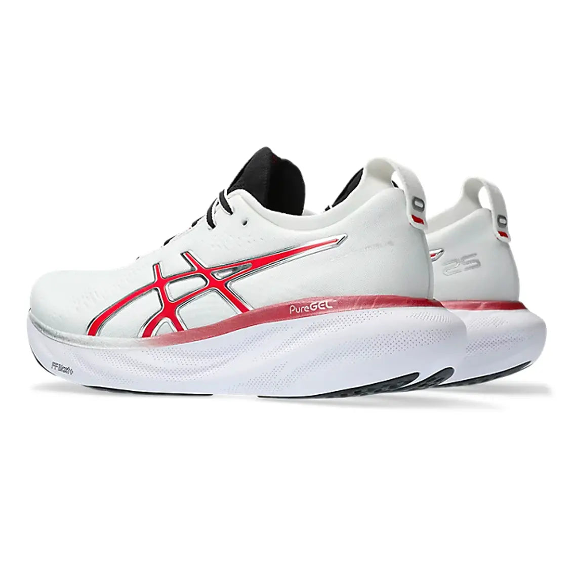 ASICS GEL-Nimbus 25 Men's Running Shoes - White/Classic Red - Anniversary Edition | Premium Cushioning for Long-Distance Running & Marathon Training