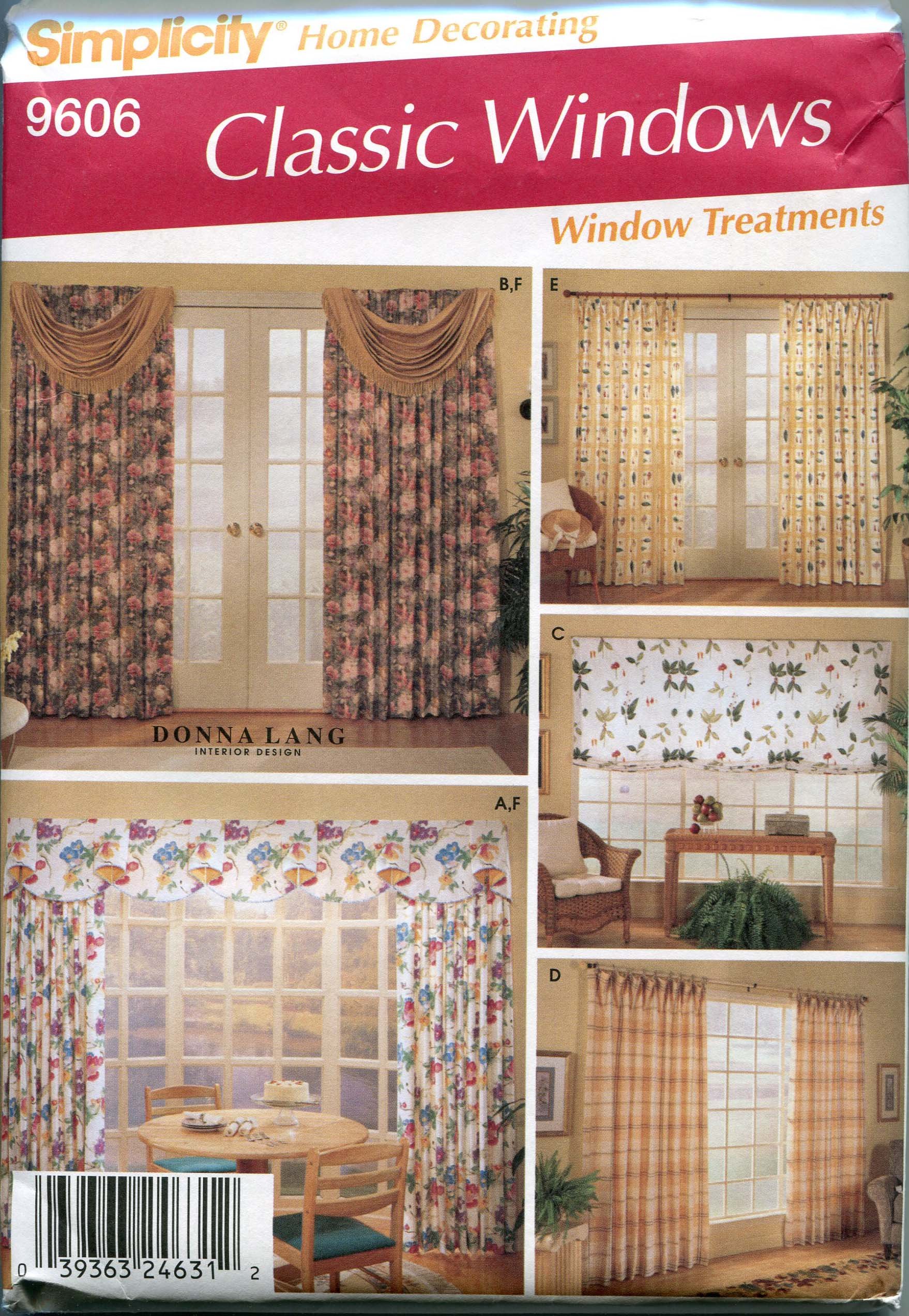 Simplicity 9606 DIY Home Decor Sewing Pattern - Drapes, Swags & Valance Window Treatments for Living Room & Bedroom Decor