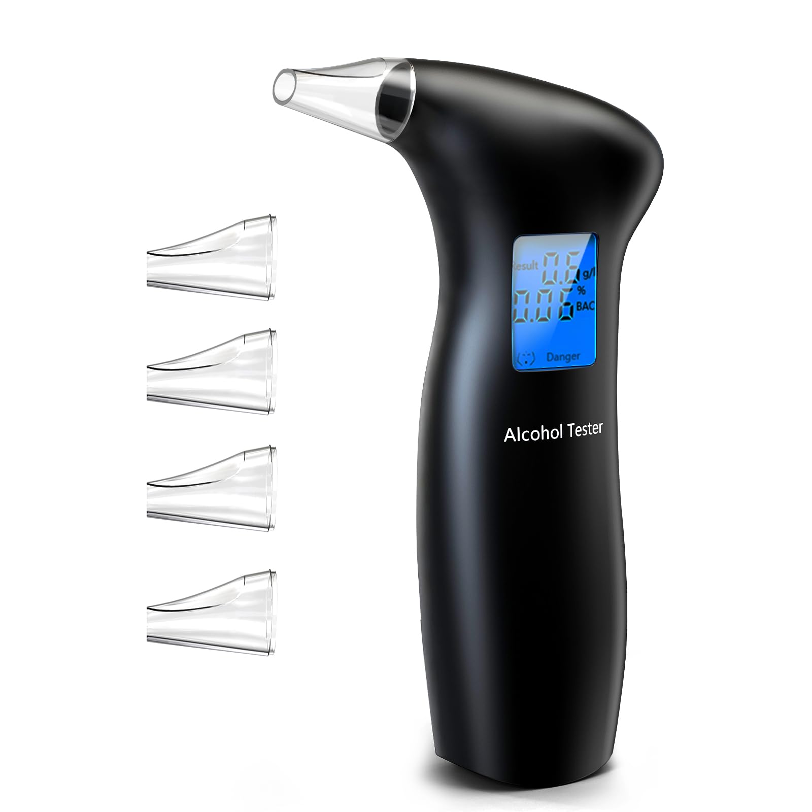 **Portable Digital Breathalyzer for Alcohol - Fast & Accurate LCD Display with 4 Reusable Mouthpieces - Personal & Professional Use - Perfect for Parties, Bars, and Workplace Safety**