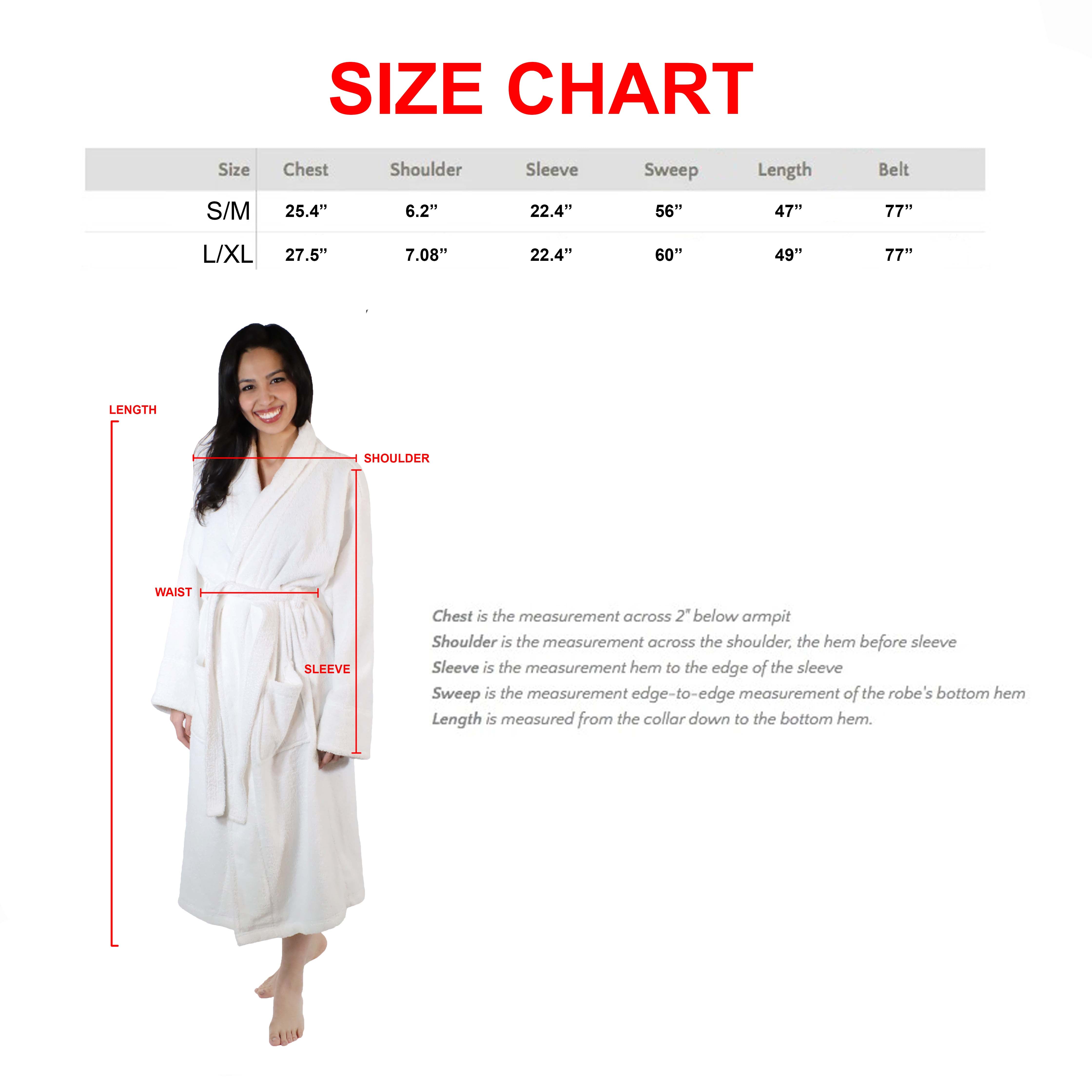 Premium Turkish Cotton Bathrobe for Women & Men - Unisex Shawl Collar Long Robe - Soft Spa, Lounge & Hotel Style Bathrobe for Relaxation at Home