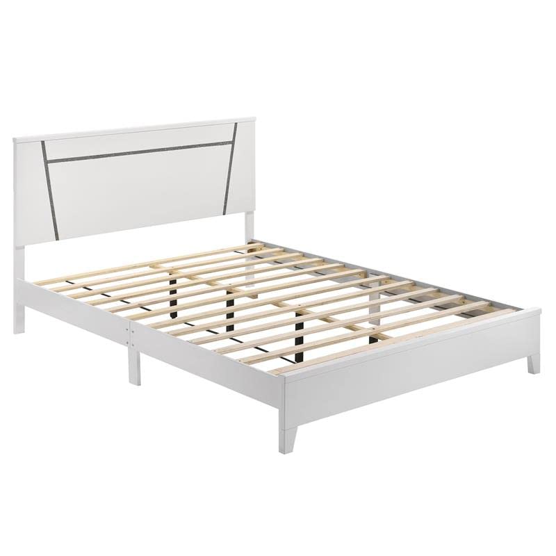 Furniture of America Murvy Contemporary White Wood Platform King Bed Frame - Modern Minimalist Bedroom Furniture for Master Suite & Guest Room