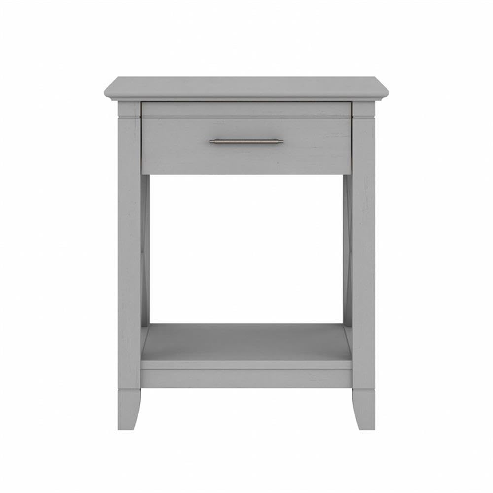 BOWERY HILL Modern Engineered Wood End Table with Storage Shelf - Cape Cod Gray Finish | Perfect for Living Room, Bedroom & Small Space Furniture