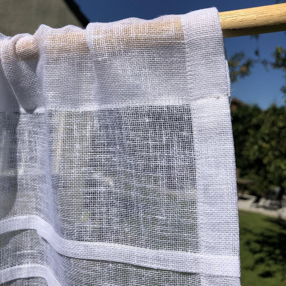 Daresbury Sheer White Linen Monogram Sidelight Door Net Curtain - Elegant Window Treatment for Living Room, Bedroom & Entryway Privacy