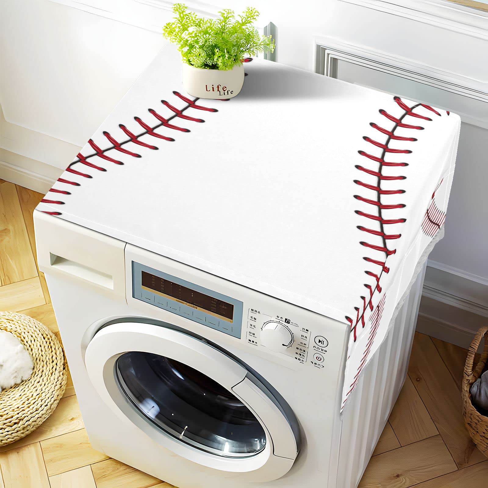 Baseball Lace Design Non-Slip Washer Dryer Cover - 51