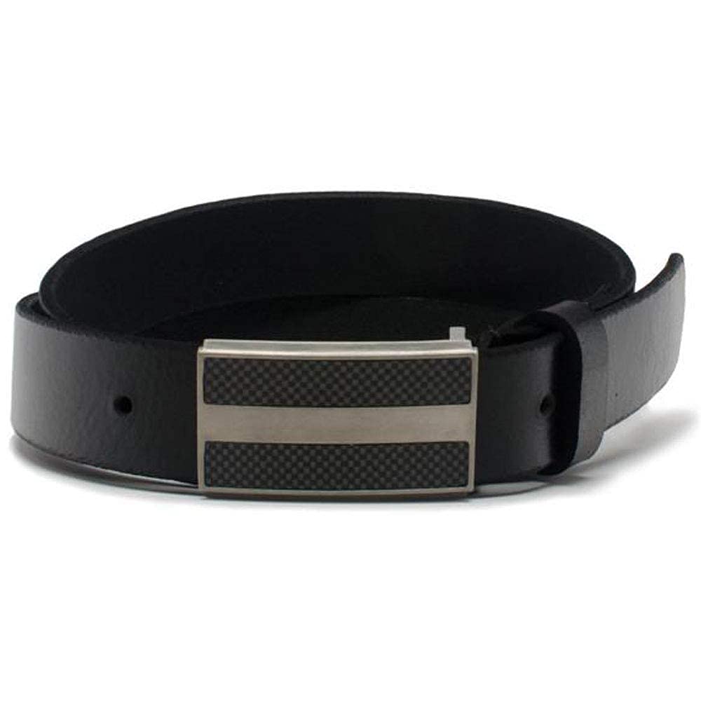 Nickel Free Titanium-Carbon Fiber Black Belt for Men - Hypoallergenic Solid Full Grain Leather Belt with Certified Titanium Buckle - USA Made Durable Dress & Casual Belt for Office, Travel & Everyday Wear
