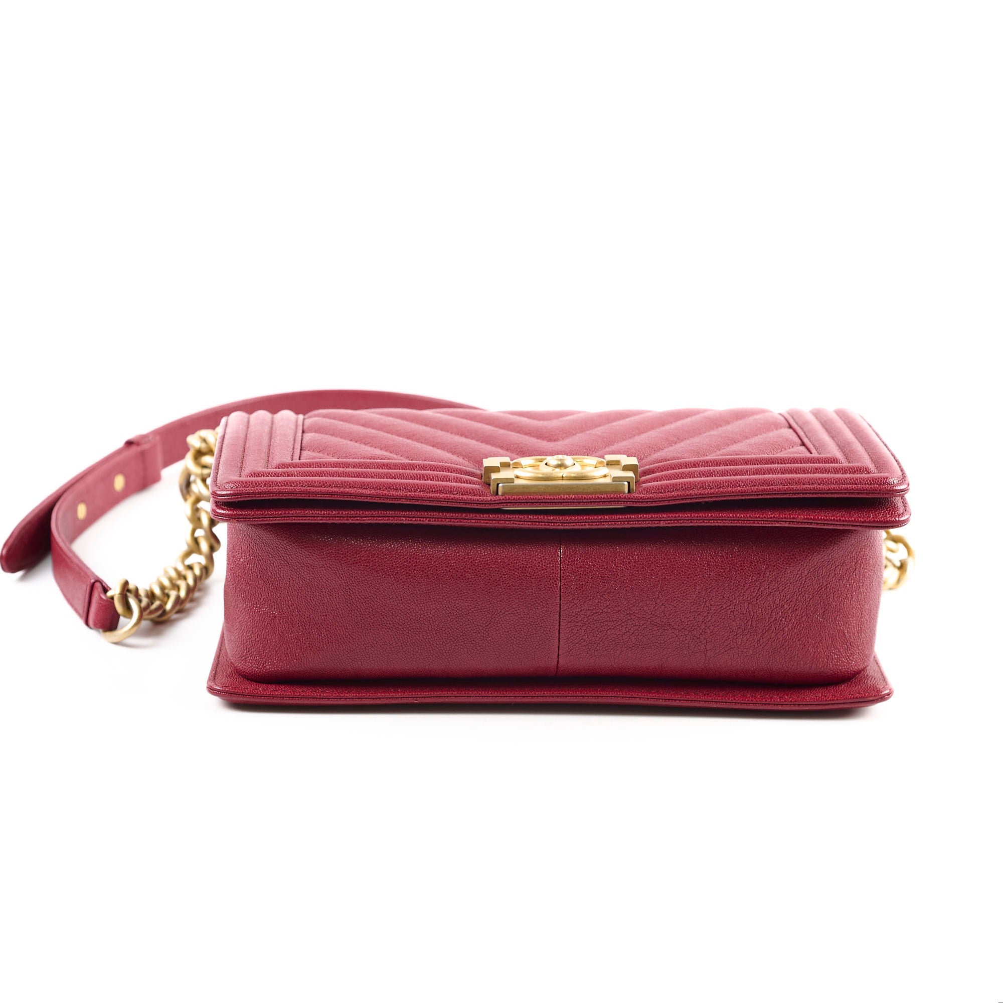 Chanel Old Medium Boy Bag in Red Chevron Caviar Leather - Classic Flap Shoulder Bag for Women | Perfect for Date Night, Office & Luxury Events