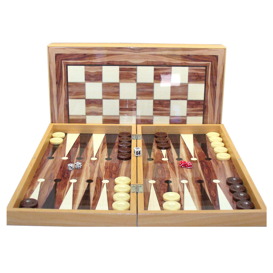 Premium 19-Inch Walnut Backgammon Set with Decoupage Design - Perfect for Game Nights, Travel, and Home Decor