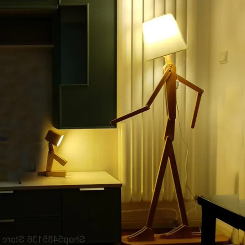 Adjustable Wooden Figurine Floor Lamp - Modern Home Decor for Living Room, Bedroom & Office Lighting