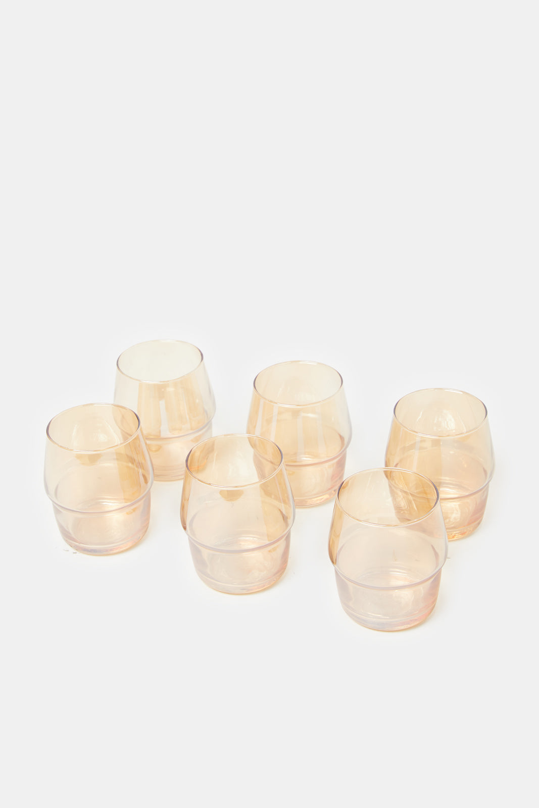 Amber Brown Plain Glass Tumbler Set - 6 Piece Clear Drinking Glasses for Juice, Iced Coffee & Cocktails - Perfect for Home, Restaurant & Party Use