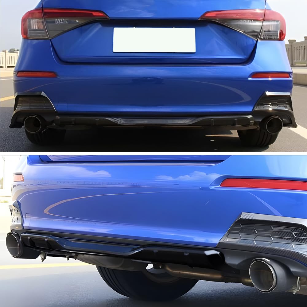 Rear Bumper Diffuser for 2022-2025 Honda Civic Sedan 11th Gen | Gloss Black HPD Style Underbody Spoiler Body Kit | Enhances Aerodynamics & Sporty Look