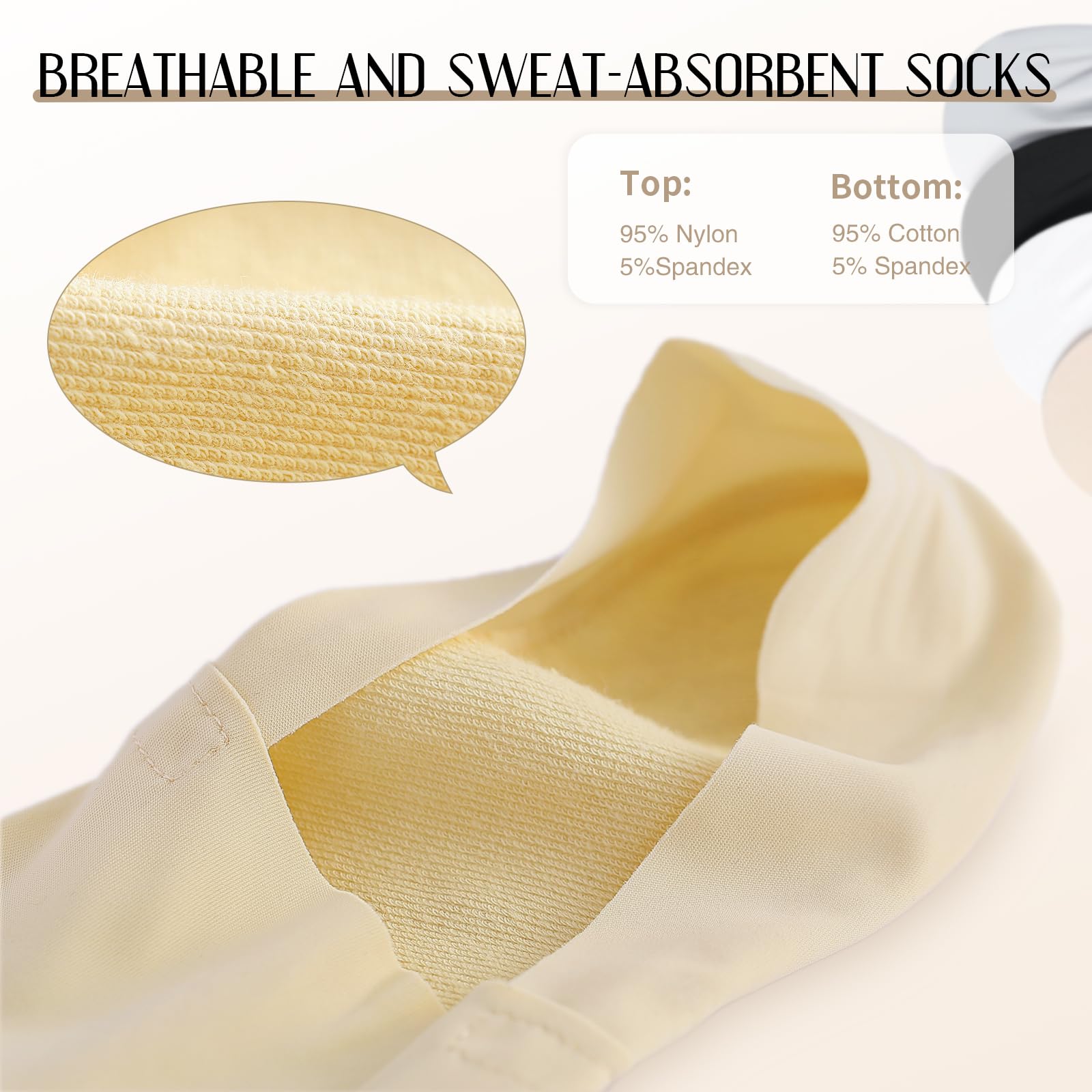 Men's No Show Socks - Breathable Cotton Ankle Socks for Men Size 10-13 - Perfect for Running, Sneakers & Casual Wear
