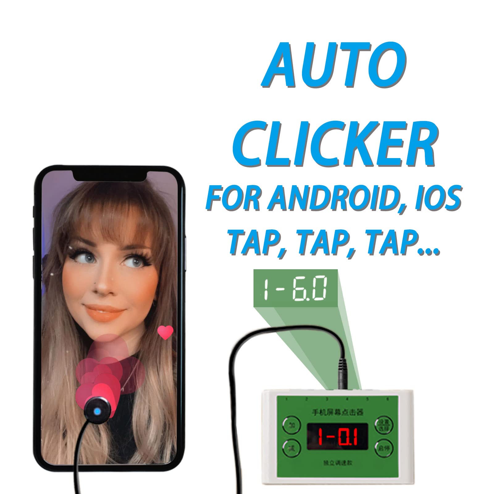 Adjustable Speed Auto Clicker for iPhone, iPad, Android - Multi-Port Physical Click Device with Independent Controls | Perfect for Mobile Games, Reward Apps & Screen Tapping Tasks (D5 Model)
